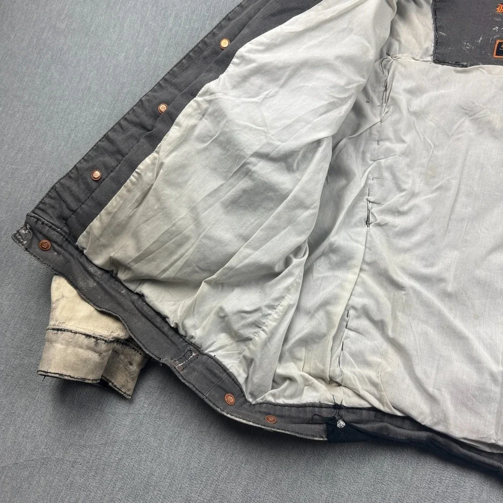 VTG‎ Rock Revival Jacket Mens XL Gray Distressed Studded Rare Custom Patch Skull
